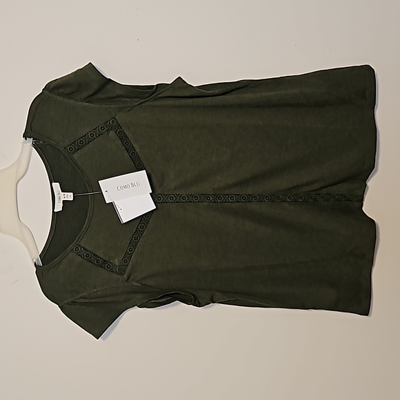 Como Blu Tops - Como Blu Olive Green short sleeve shirt with eyelet detail.  NWT